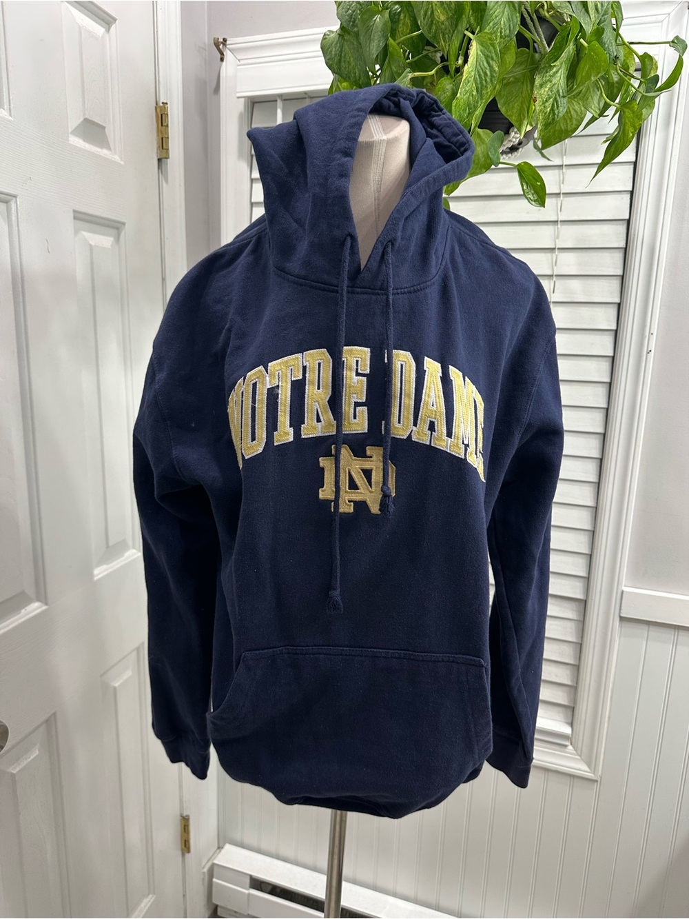 Navy Crewneck Hoodie - Collegiate Pullover